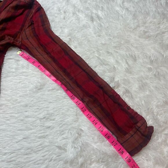 Lucky Brand Red Plaid Button Down Shirt Size XS - S Long Sleeve Soft Viscose - Picture 8 of 9